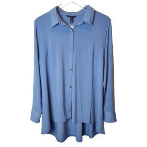 H by Halston Long Sleeve Jet Set Button Down Jersey Blouse Tunic NWOT